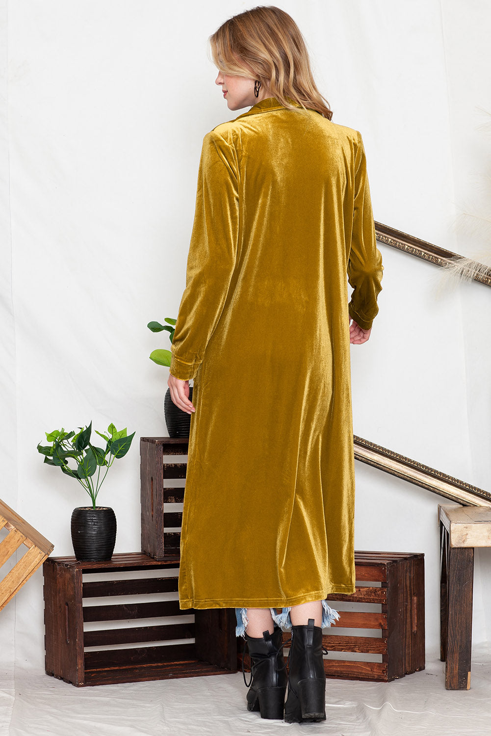 Desert Palm Pocket Open Front Long Cardigan