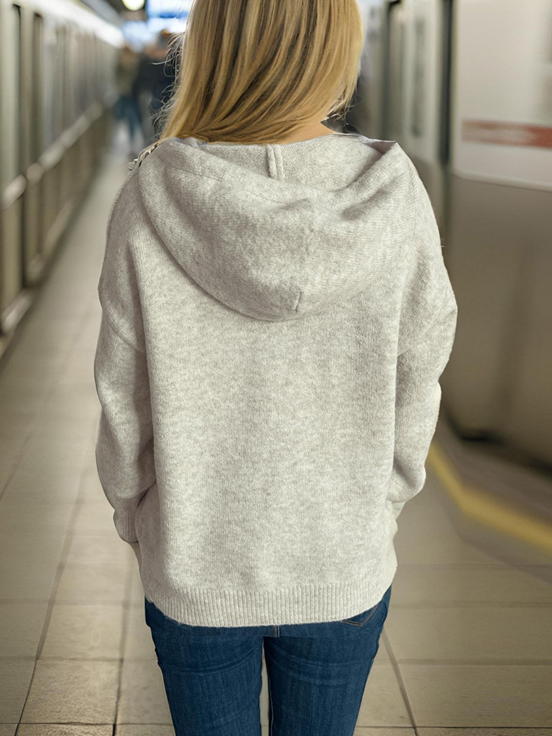 Drawstring Star Long Sleeve Hooded Sweater