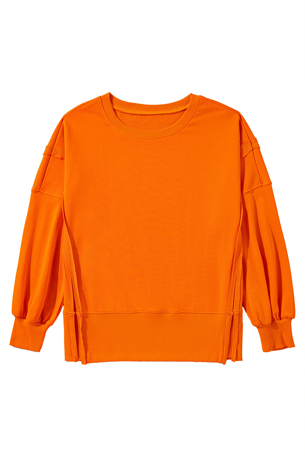 Carrot Exposed Seam Drop Shoulder Side Slit Sweatshirt